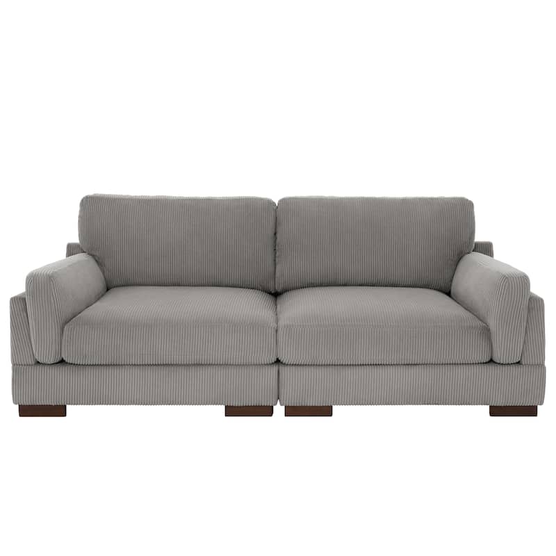Modern 90 inch Corduroy Loveseat Deep Seat Sofa