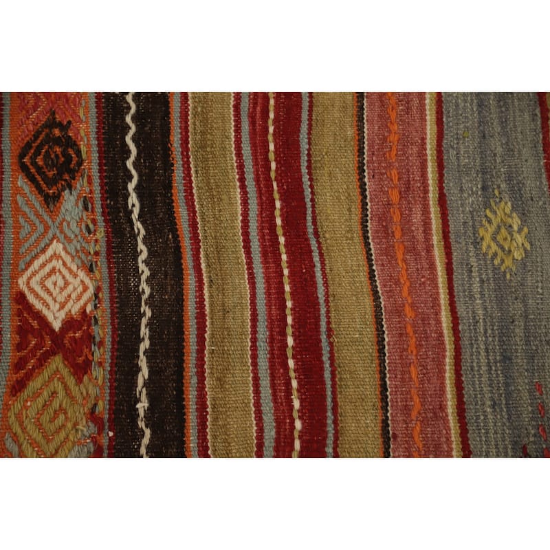 Hand Woven Oriental 100% Wool Carpet Southwestern Tribal Multi-Colored Kilim Area Rug - 9' 8'' X 4' 10''