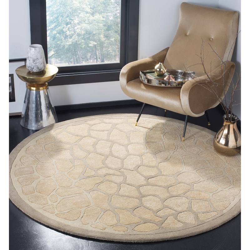 Martha Stewart by SAFAVIEH Arusha Wool/ Viscose Rug - 6' Round - B Wheat F Beige