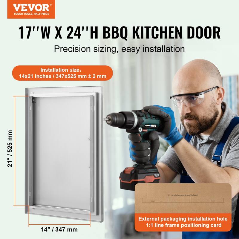 VEVOR Stainless Steel BBQ Access Door for Outdoor Kitchen, Grilling Station