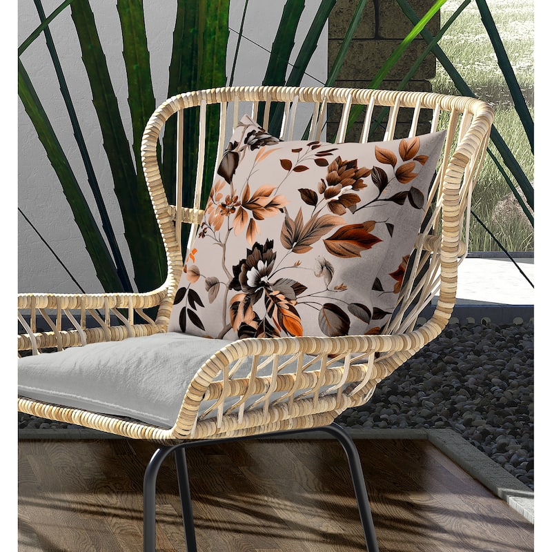 Majestic Gardens Indoor/Outdoor Reversible Throw Pillow Pink and Brown