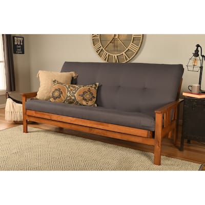 Somette Monterey Full-size Futon Set in Barbados Finish with Twill Gray Mattress
