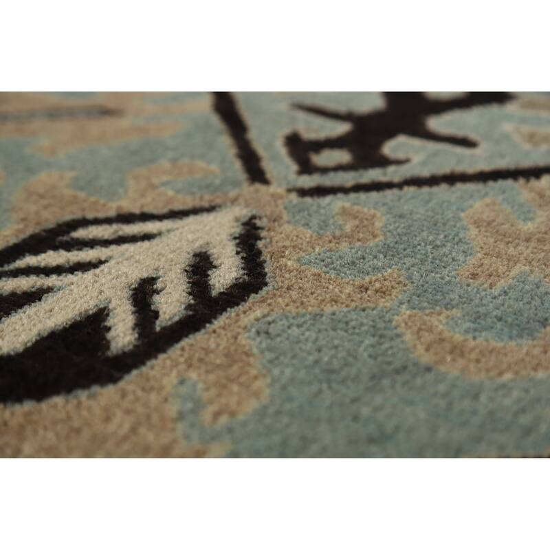 Hand Knotted Oriental 100% Wool Carpet Traditional Medallion Black Kazak Area Rug - 9' 7'' X 8' 2''