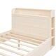 preview thumbnail 9 of 11, Full Cream Platform Bed with Side Storage Headboard & Drawers