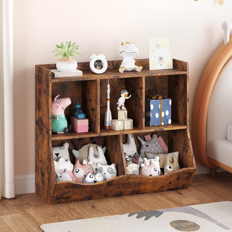 Kids Bookshelf and Bookcase Toy Storage Multi Shelf with Cubby Organizer Cabinet for Boys Girls