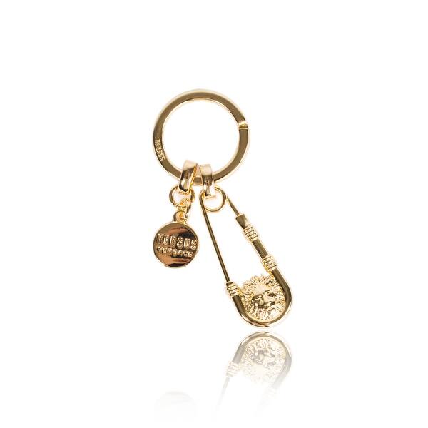 Shop Versus Versace Gold Lion Head Safety Pin Pendant Key Chain Rtl 150 One Size Overstock 22995300