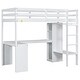 preview thumbnail 6 of 20, Twin Loft Bed with L-shaped Desk, Wardrobe & Storage Shelves - White Wood Frame with Full-Length Guardrails for Safety, White