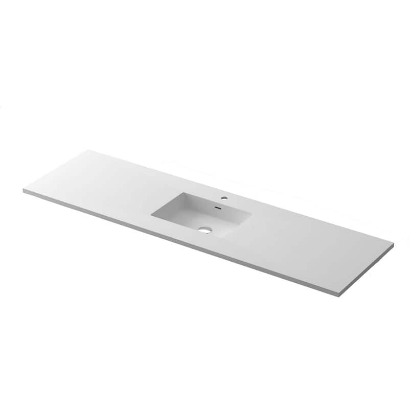 Miseno MVT-66-313SQ1HSS Forever 66" Solid Surface Vanity Top - Matte White Solid Surface - Painted