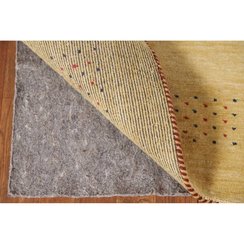 Tribal Gabbeh Oriental Runner Rug Handmade Green / Yellow Wool Carpet - 2'9"x 7'11"