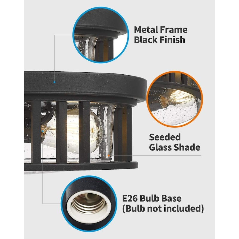 2-Light Flush Mount Ceiling Light with Seeded Glass