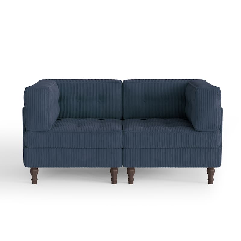 Modular Corduroy Corner Sectional Sofa Couch Set with Tufted Cushion