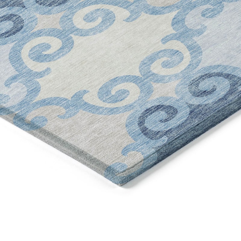 Machine Washable Indoor/ Outdoor Chantille Scroll Rug