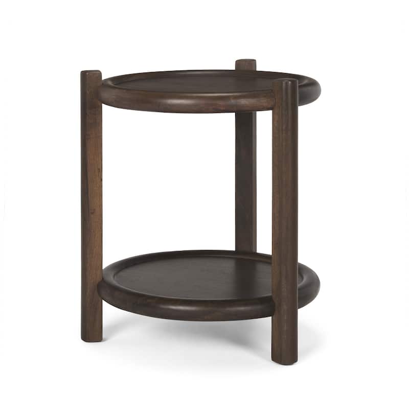 HomeRoots 24" Dark Brown Solid Wood Tray Table - 23.50 in. x 26.00 in. x 23.50 in.