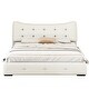 preview thumbnail 9 of 7, Queen Size PU Upholstered Platform Bed with Ergonomic Wingback Headboard