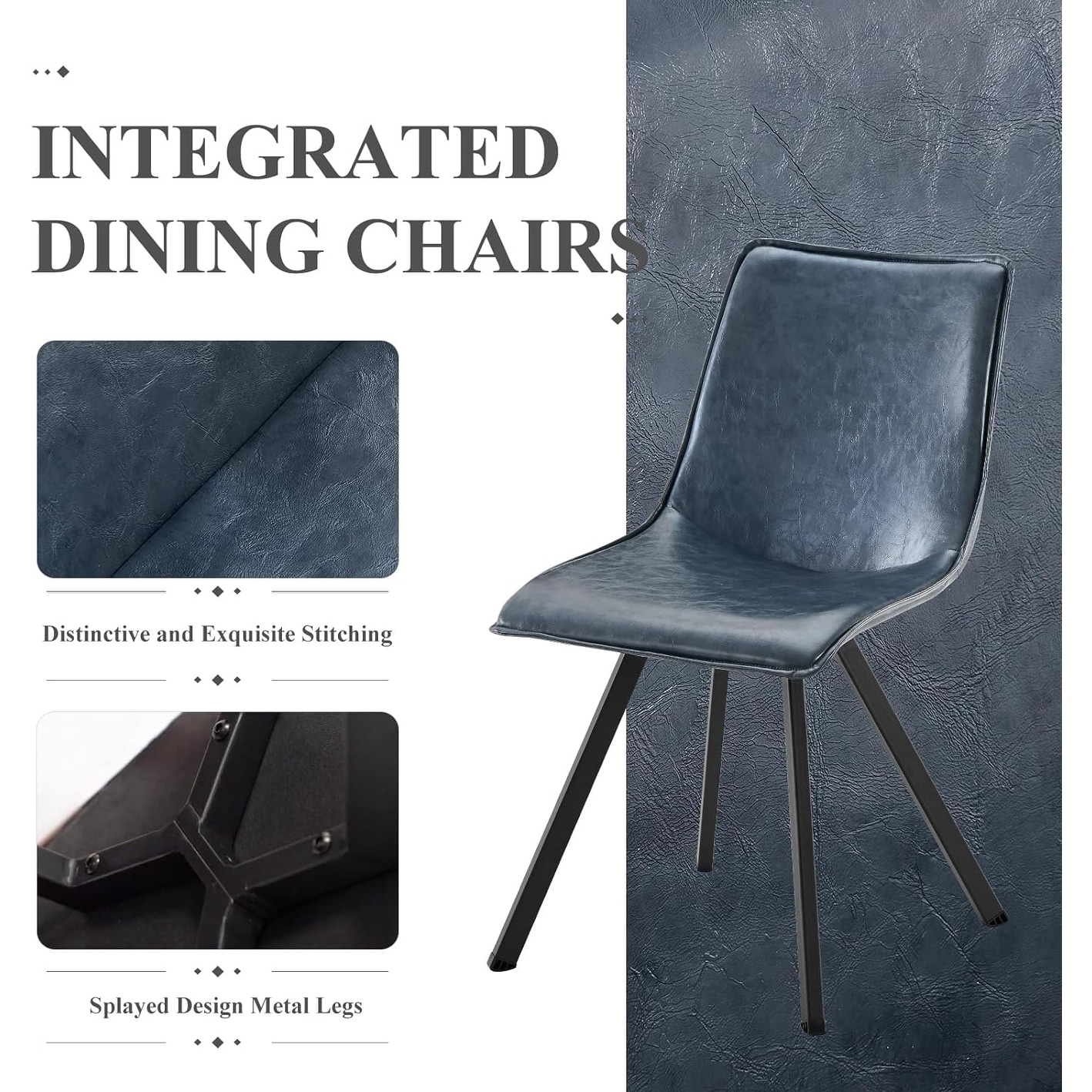thumbnail image 2 of 4-Pack Black PU Leather Dining Chairs - Modern Parsons Style Kitchen & Living Room Seating 2 of 13