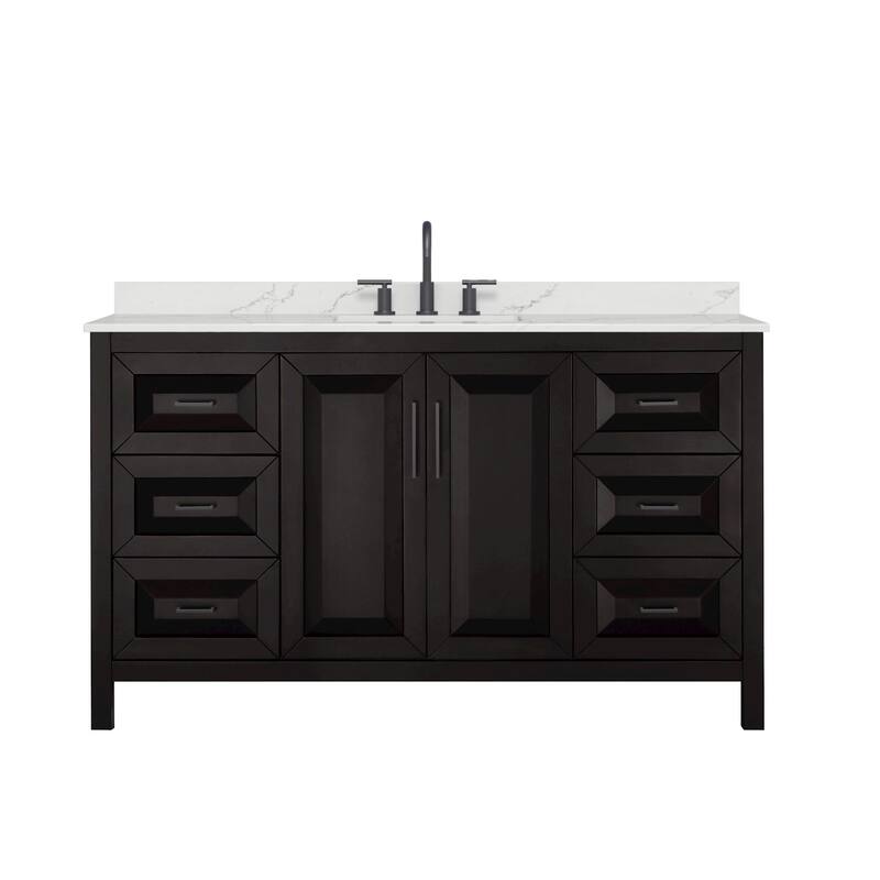 Daria 60-inch Single Vanity, 3 Hole Quartz Top