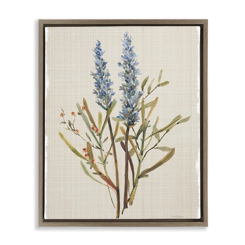 Stupell Natural Lavender Sprigs Framed Floater Canvas Wall Art Design By Carol Robinson - 17 x 21 - Brown