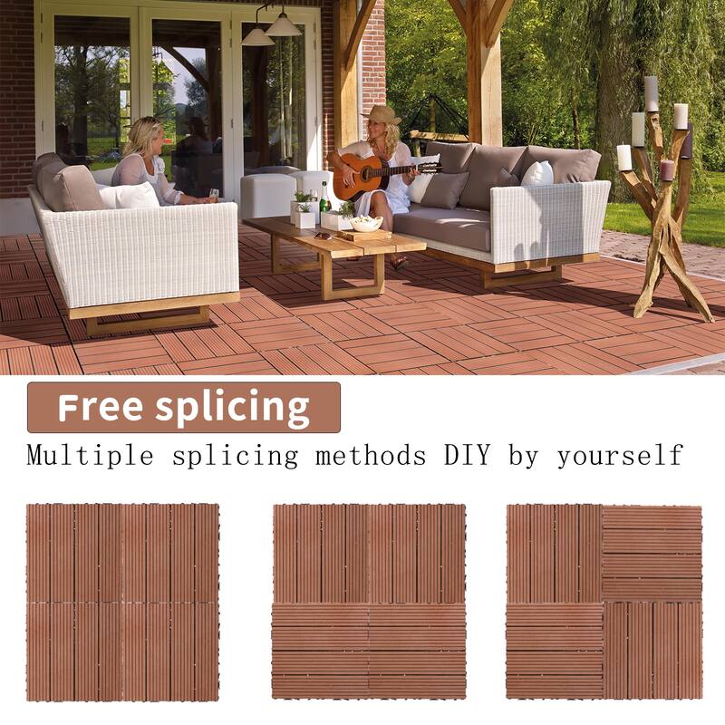 11.8" x 11.8" square wood-plastic composite deck tiles