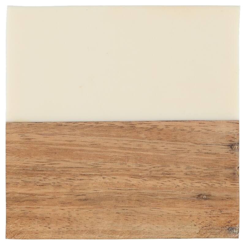 Dainty Home Wood And Resin Designed Square Coaster Set of 4 - 4" x 4" Square