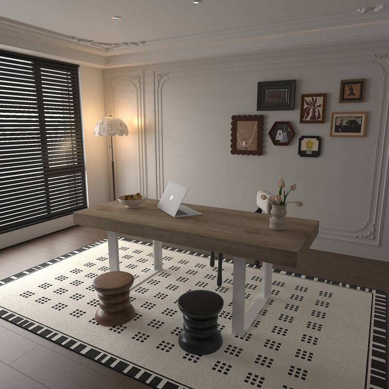 Dining Table Extended of up to 78.7'', Multi-Functional Rectangular Desk, Large Wooden Kitchen Expanding Table - White+Oak