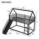preview thumbnail 4 of 9, Twin Over Twin Heavy Steel Low Bunk Bed with Ladder & Slide, Space-Saving House Shaped Bunk Bed Frame for Kids Boys Girls, Black