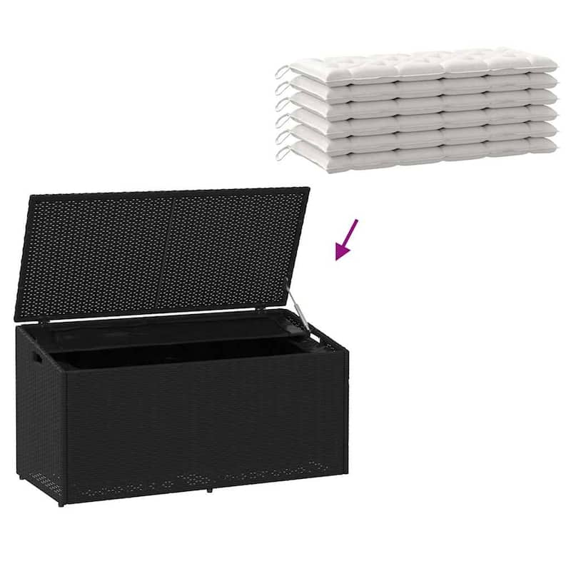 vidaXL Garden Storage Box Black PE Rattan Medium Garden Storage Box - 19.7 x 43.3 x 22.8