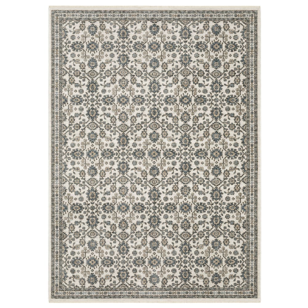 Style Haven Estella Floral Oriental Ivory/ Blue Area Rug
