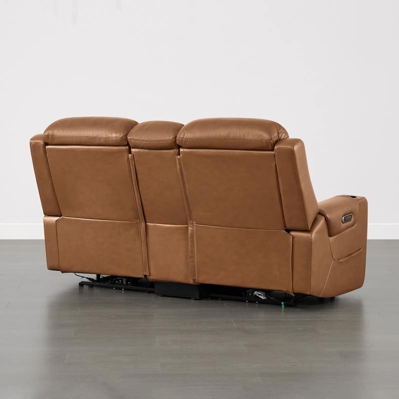 Spruce & Spring Genuine Leather Power Reclining Sofa with Wireless Charging