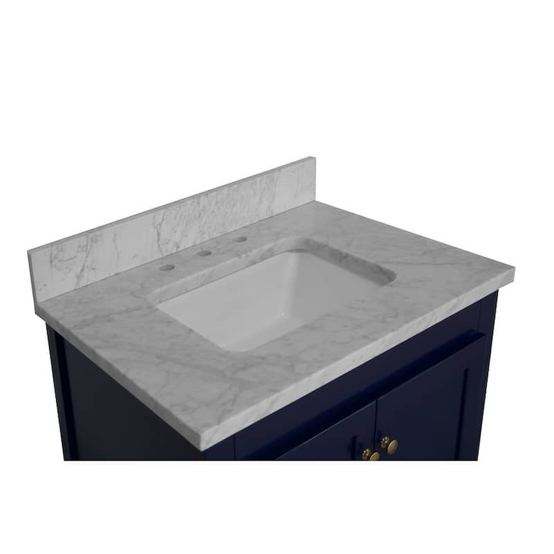 KitchenBathCollection Abbey 30" Bathroom Vanity with Carrara Marble Top