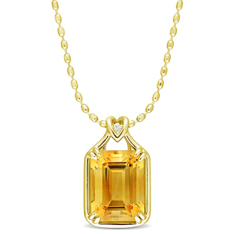 Miadora 10 3/4ct TGW Citrine White Topaz Fashion Necklace in Yellow Sterling Silver