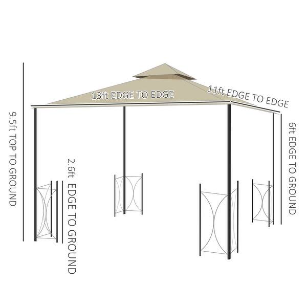 Outsunny 13' x 11' Patio Gazebo Canopy Garden Tent Sun Shade, Outdoor ...