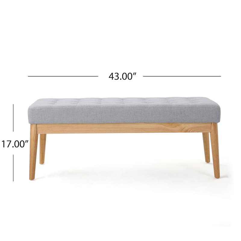 Saxon Mid-century Tufted Fabric Ottoman Bench by Christopher Knight Home - 43.00 L x 15.75 W x 17.00 H