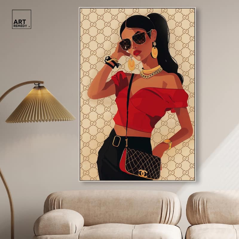Her Stylish Red Look Canvas by Art Remedy