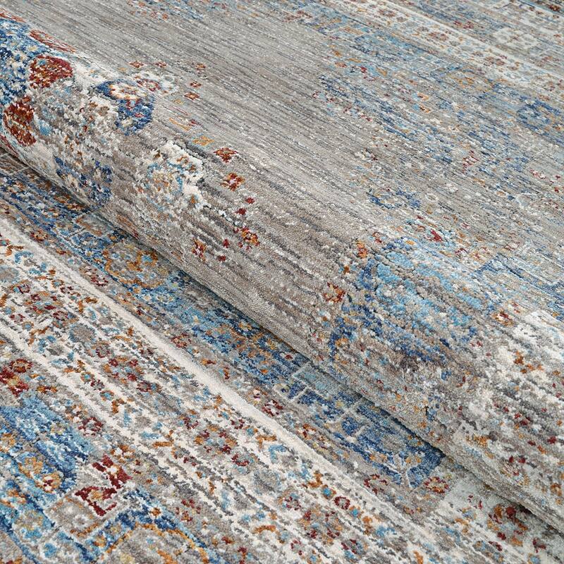 Dream Decor Rugs Remnier Jaurice Denim Blue Brown Fringed Area Rug