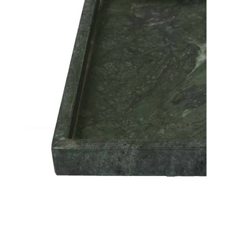 Tro Decorative Accessory Tray, 10 Inch Square Dark Green Marble Veined