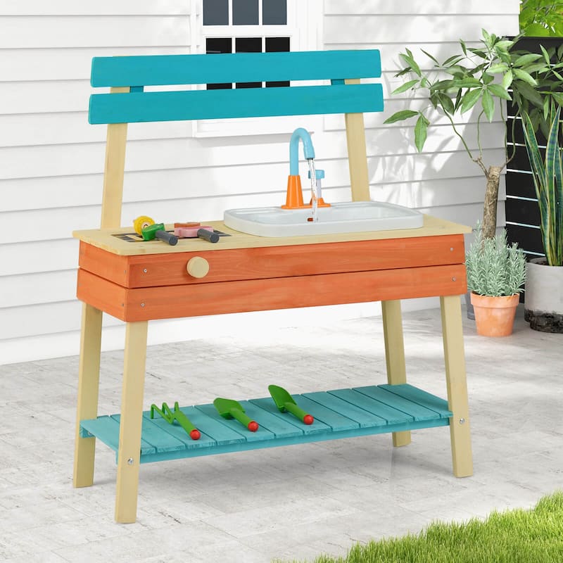 Costway Play Kitchen for Kids Wooden Toy Kitchen Playset with Wood - See Details