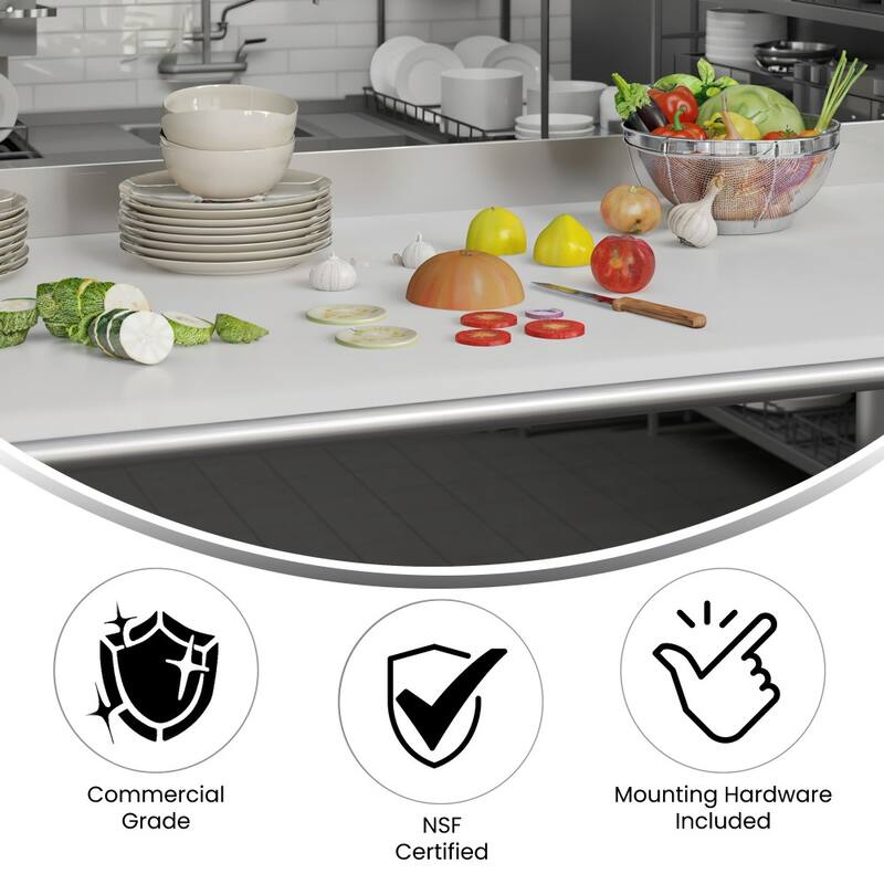 Commercial High-Pressure Poly Top Cutting Board with Brackets