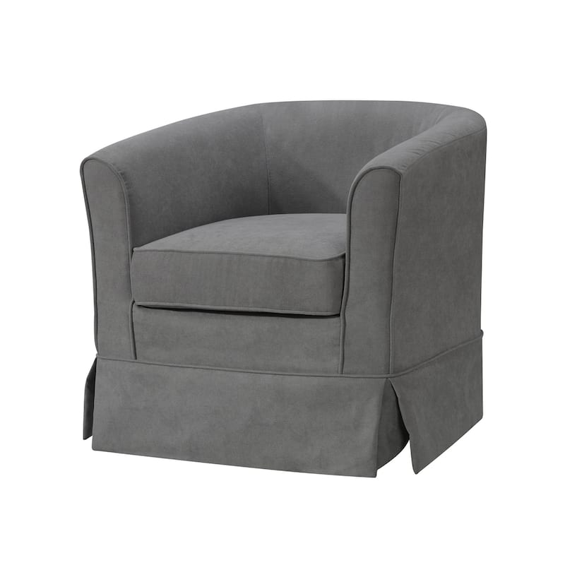 Woven Upholstered Swivel Barrel Chair - Gray
