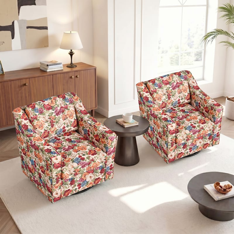 Modern Swivel Upholstered Armchair Accent chair Set of 2