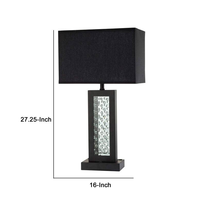 Table Lamp with Embedded Glass Panel, Black