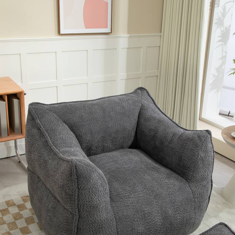 GDFStudio - COOLMORE Boucle Bean Bag Chair with Memory Foam Filling for Ultimate Comfort