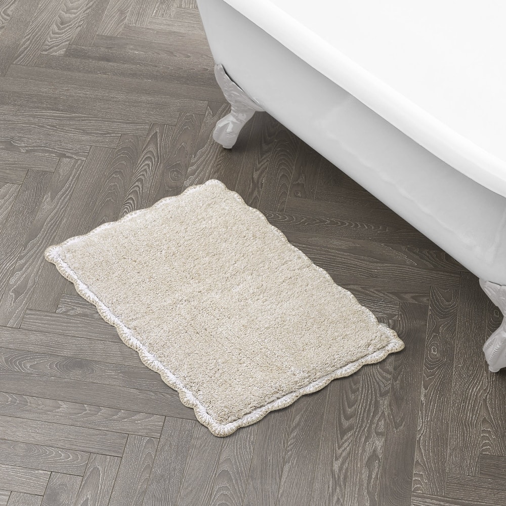 Laura Ashley Heathered Crochet Border Bath Rug
