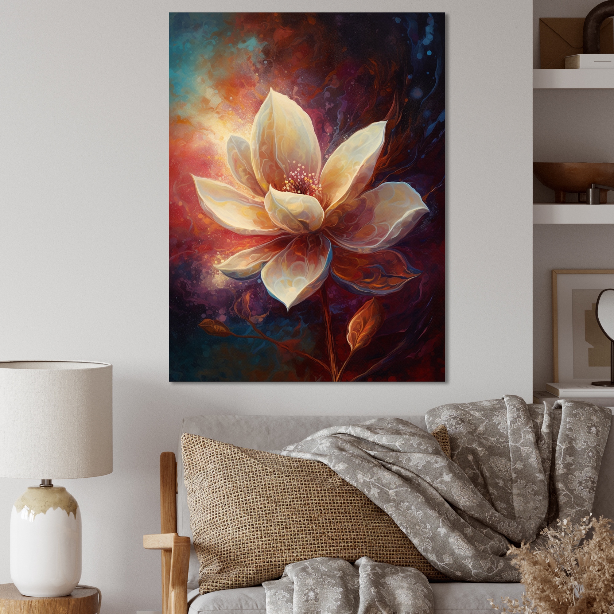 Designart Cream Magnolia Dreams I Floral Magnolias Wall Art For Living Room