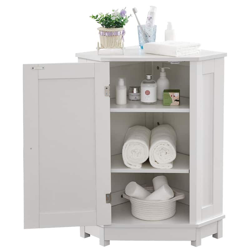 Bathroom Cabinet Triangle Corner Storage Cabinet with Adjustable Shelf