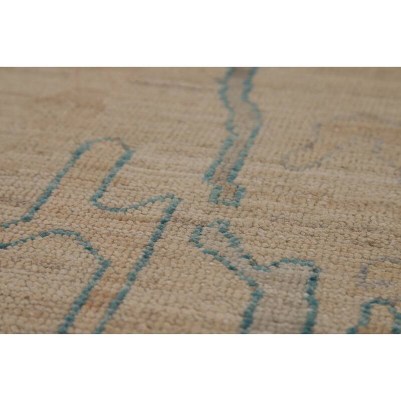 Hand Knotted Oriental 100% Wool Carpet Transitional All-Over Beige & Ivories Oushak Area Rug - 9' 0'' X 5' 11''