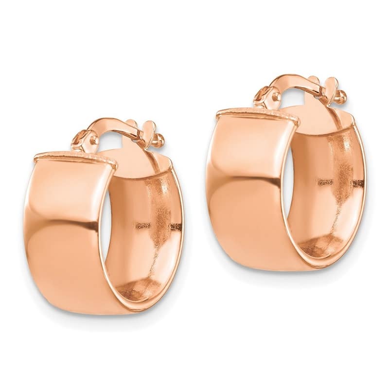 Curata 14k Rose Gold High Polished 15x7mm Hoop Earrings