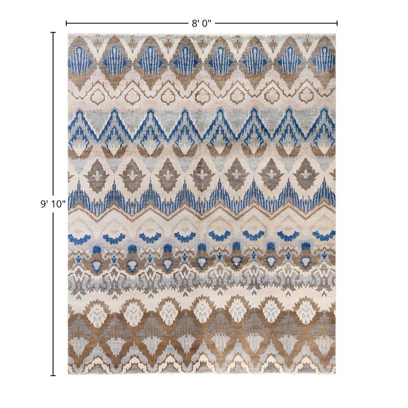 Ikat One-of-a-Kind Handmade Area Rug, Beige - 8' 0" x 9' 10"