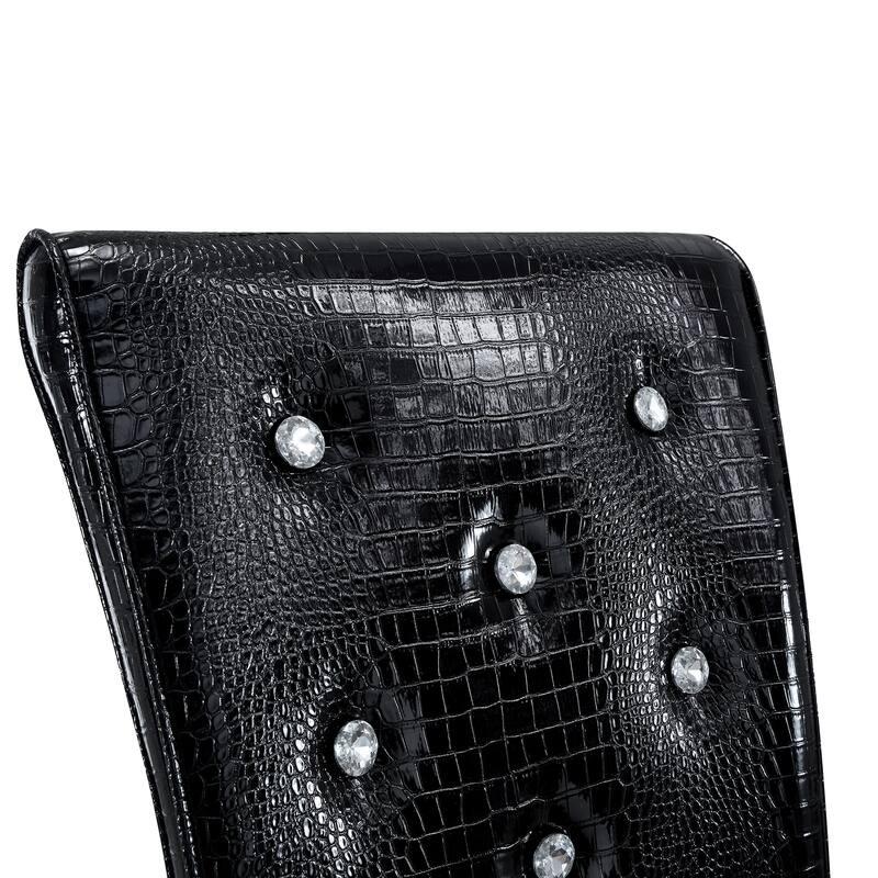 Set of 4, Retro alligator skin Upholstered dining chairs,with Crystal buckle design and Faux Leather design