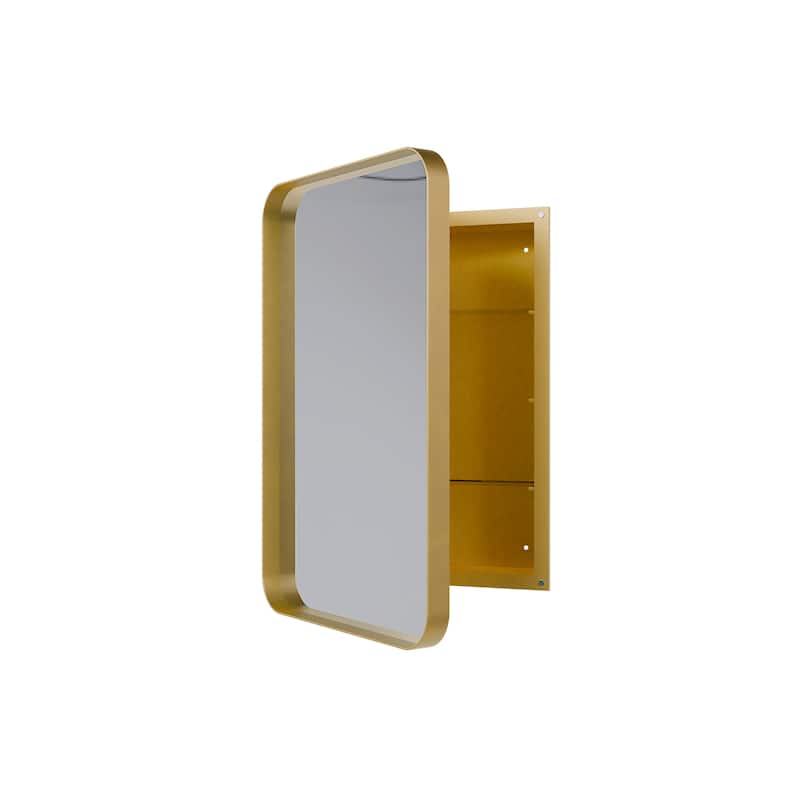 20x30 Inch Recessed Metal Framed Medicine Cabinet with Mirror and Adjustable Shelves Black Wall Mirror with Storage