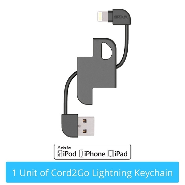 Skiva USBLink Cord2Go Lighting Keychain Apple MFi Certified Sync and Charge Cable with Complimentary Carabiner for iPhone X 8 8+